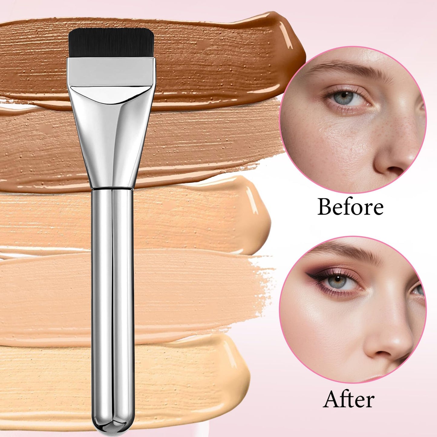 3PCS Resin Makeup Mixing Palette Set, Makeup Mixing Tray, Nail Polish Palette, Flat Foundation Brush and Spatula, DIY Gel Design Nails Eye Shadow Blending Art Tool Gold Edge