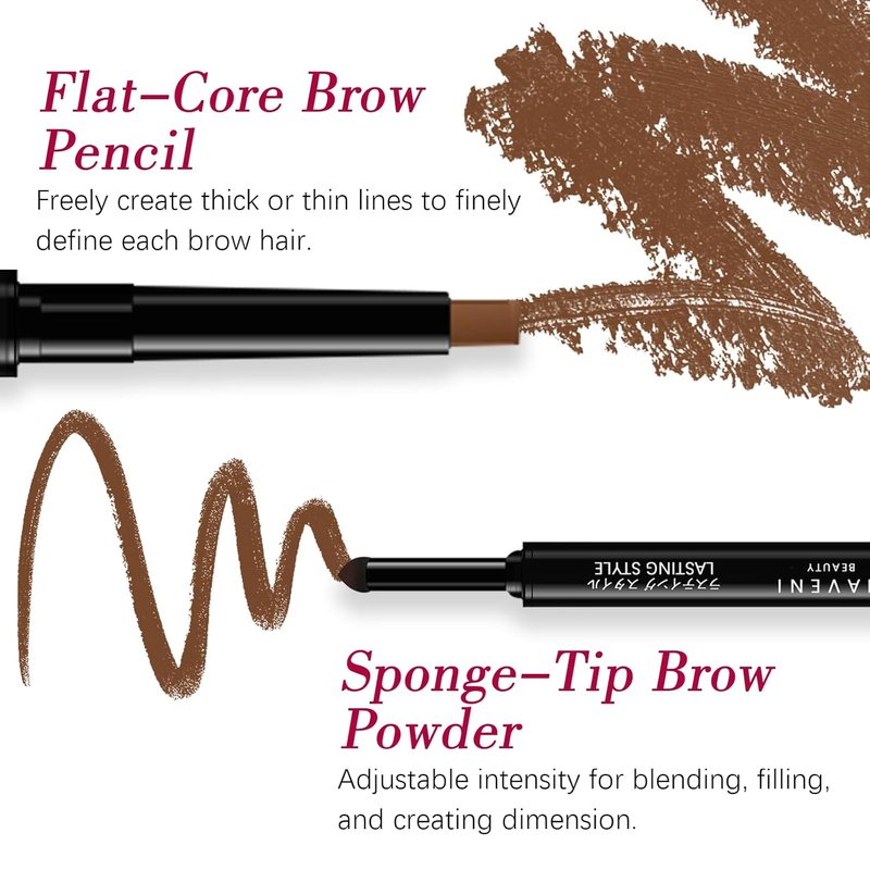 Eyebrow Pencil - 2-In-1 Waterproof Makeup for Shaping & Defining | Fine Tip, Universal Shade (01 Black)