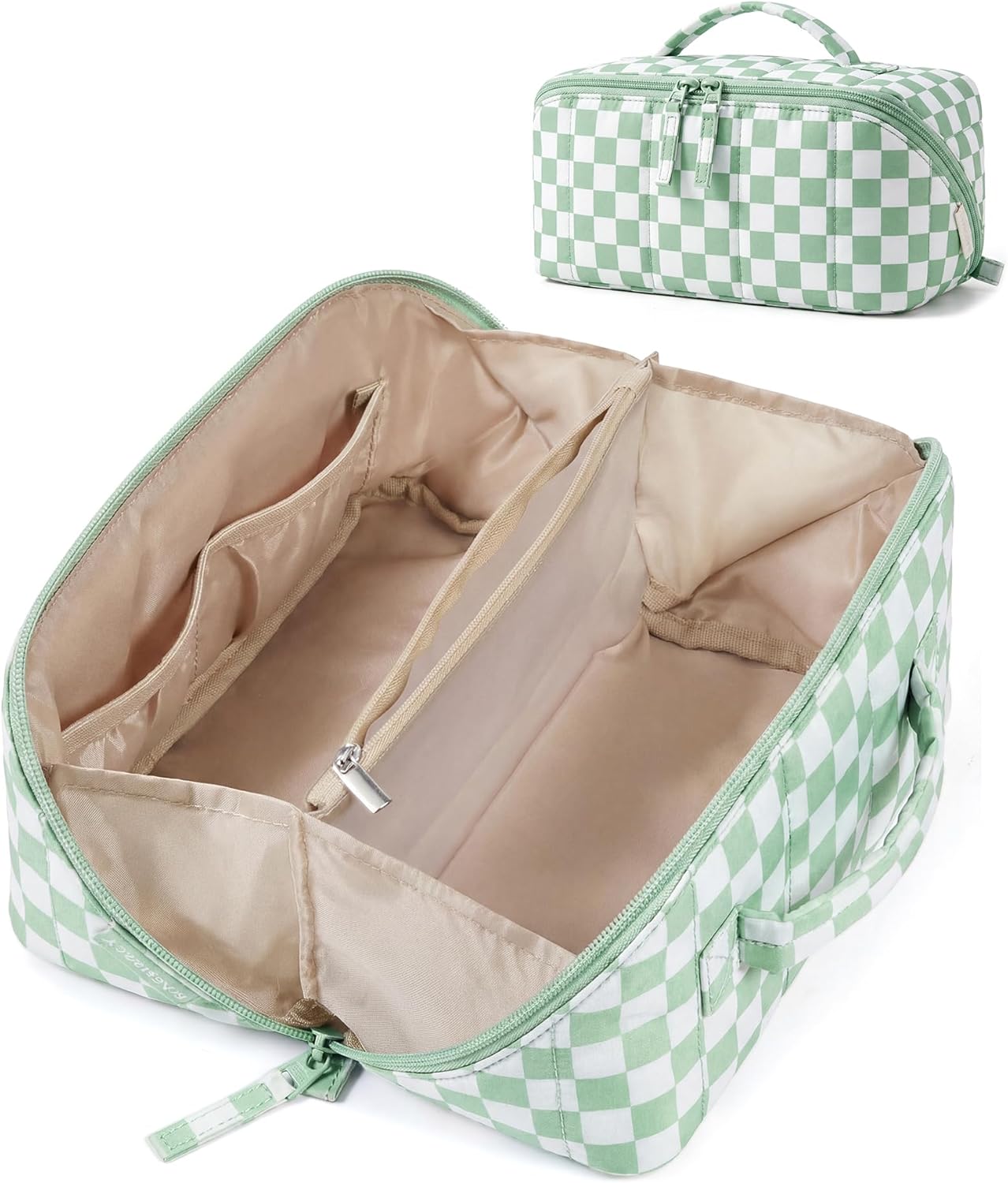 Travel Makeup Bag for Women - Portable Water-Resistant Cosmetic Case | Puffy Padded Organizer Pouch in Black
