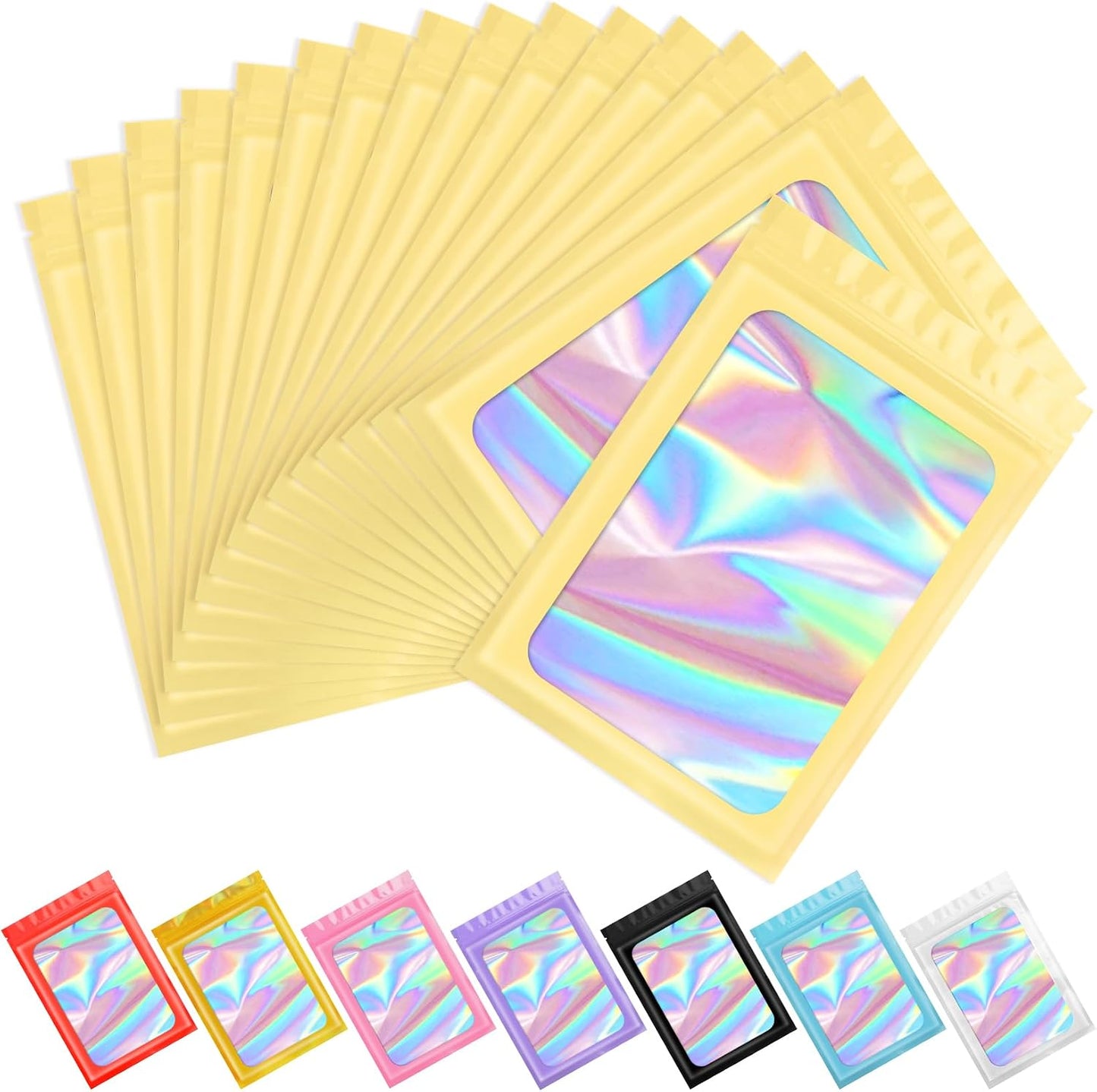 Purple Smell Proof Mylar Holographic Bags - 100 Pcs Resealable Odor Proof Foil Pouches for Food Storage | 2.4x3.9 In