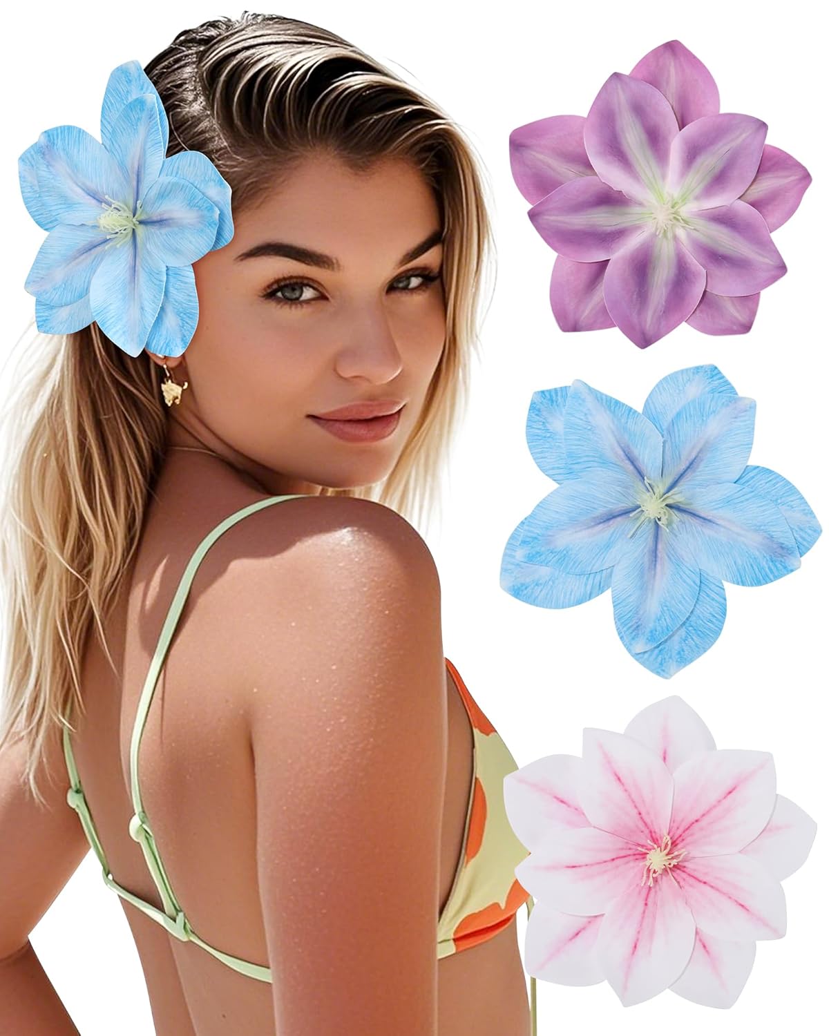 Floral Hair Clips for Women - 3PCS Spring Summer Bobby Pins with Non-Slip Grip | Cute Bridal Accessories