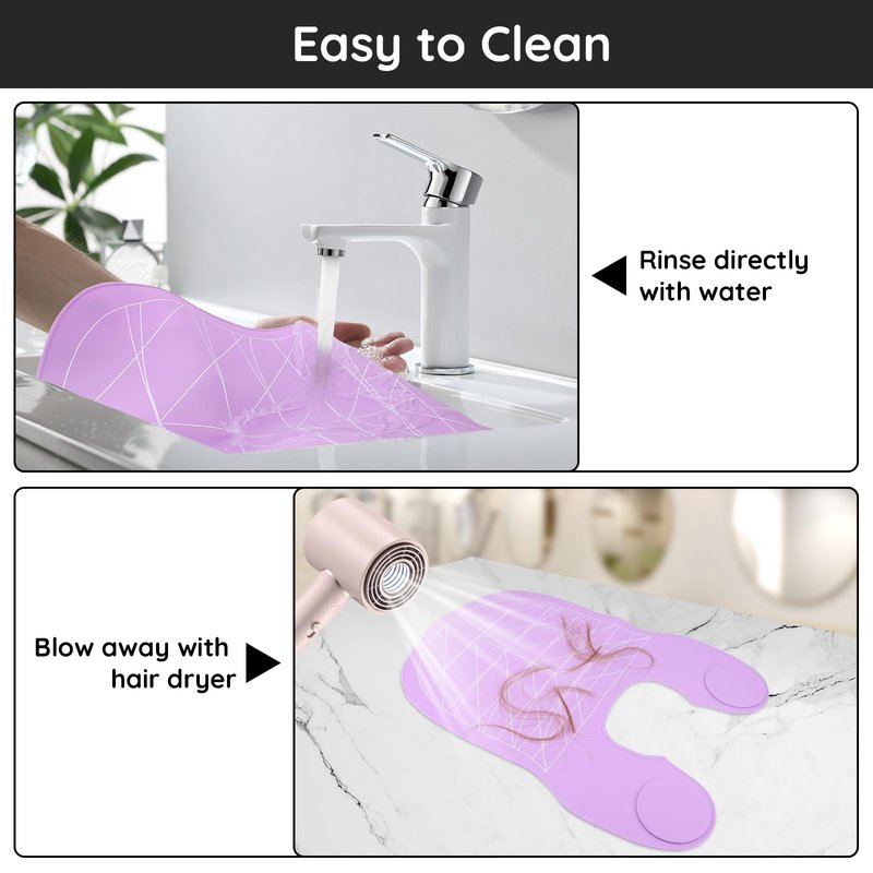 Segbeauty Hair Cutting Guide Mat Purple, Longer Silicone Waterproof Cutting Mat, Professional Salon Hair Cutting Mat with Guidelines Weighted Neck Wrap for Hair Stylist