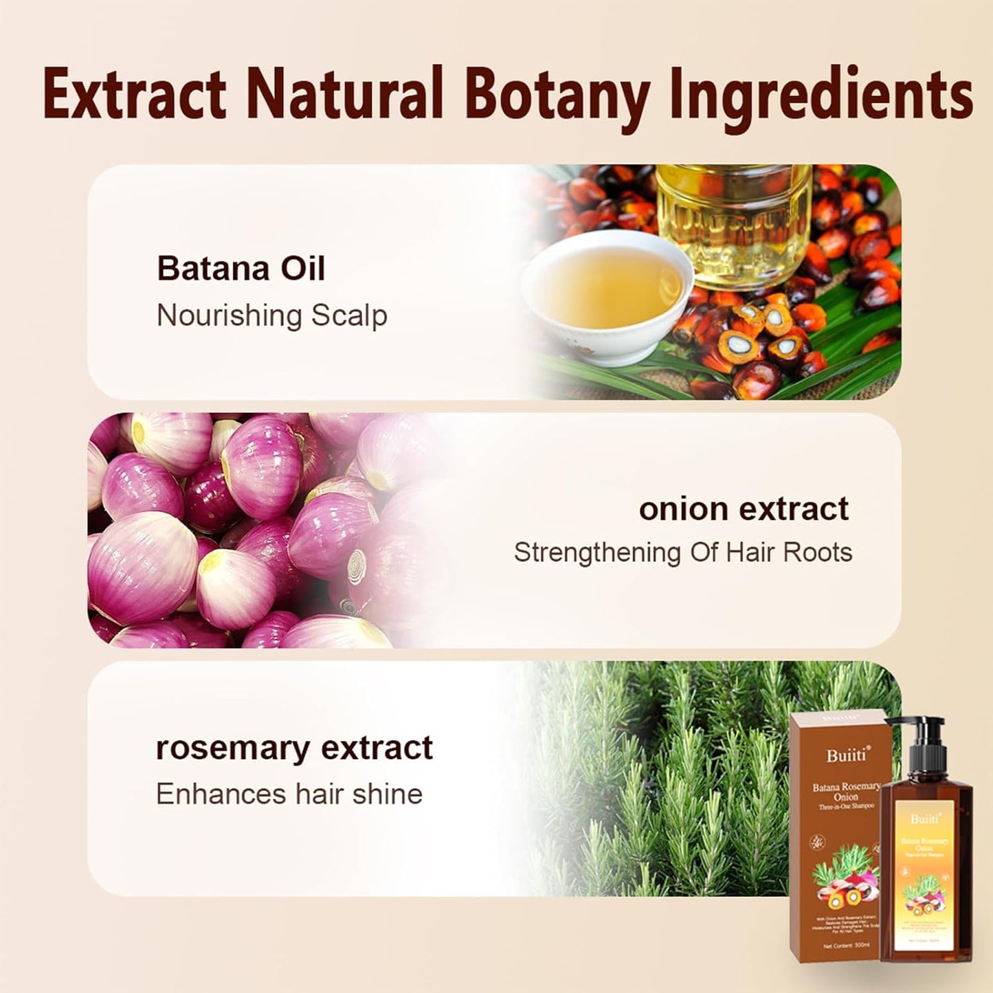 Batana Oil Shampoo for Hair Growth - Rosemary & Onion Infused, Anti-Hair Loss Treatment, 10.14 fl oz (2PCS)