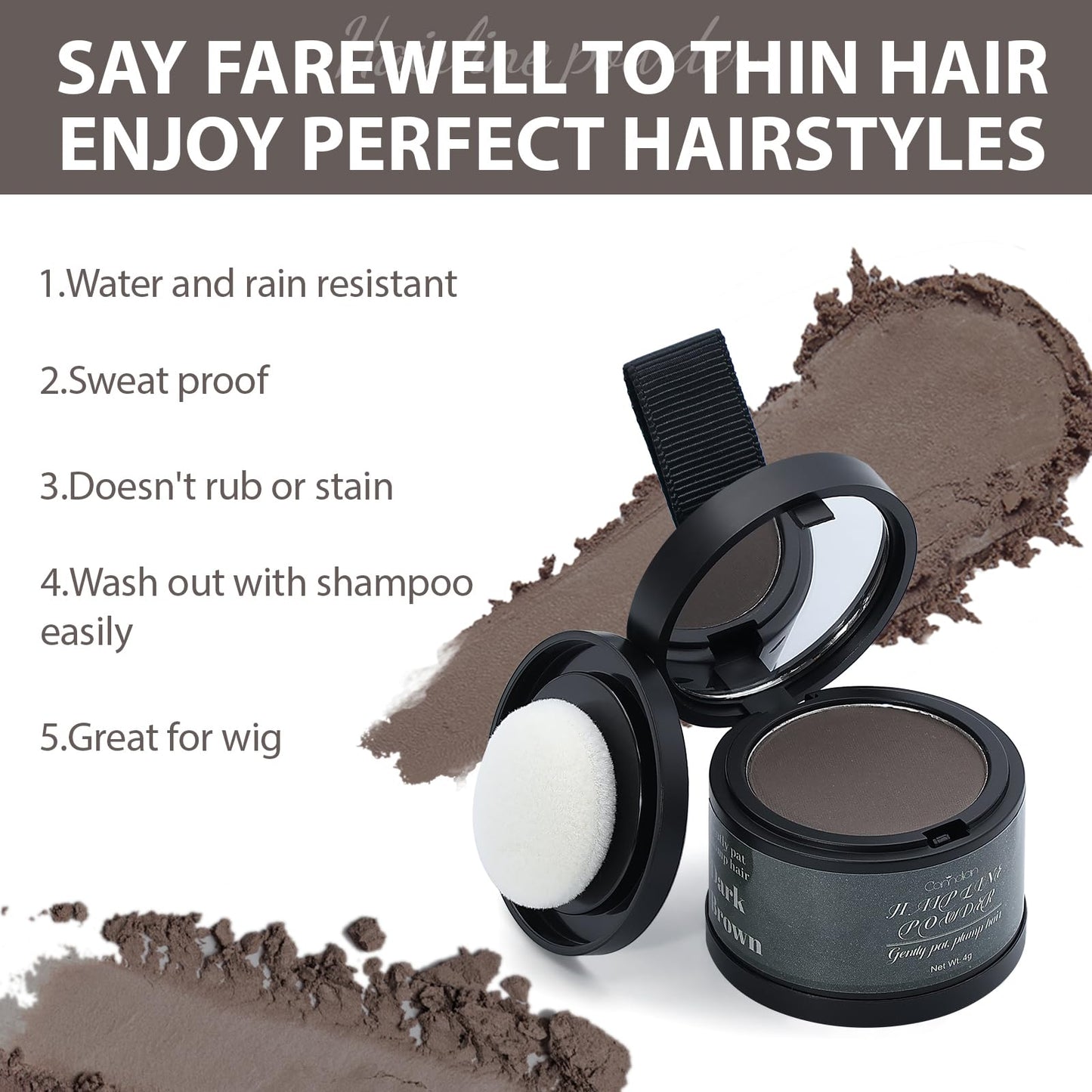 2 Pack Hairline Powder for Women and Men, Used to Root Touch Up Hair Color, Thinning and Gray Hair Coverage and Bald Spots Coverage, Dark Brown
