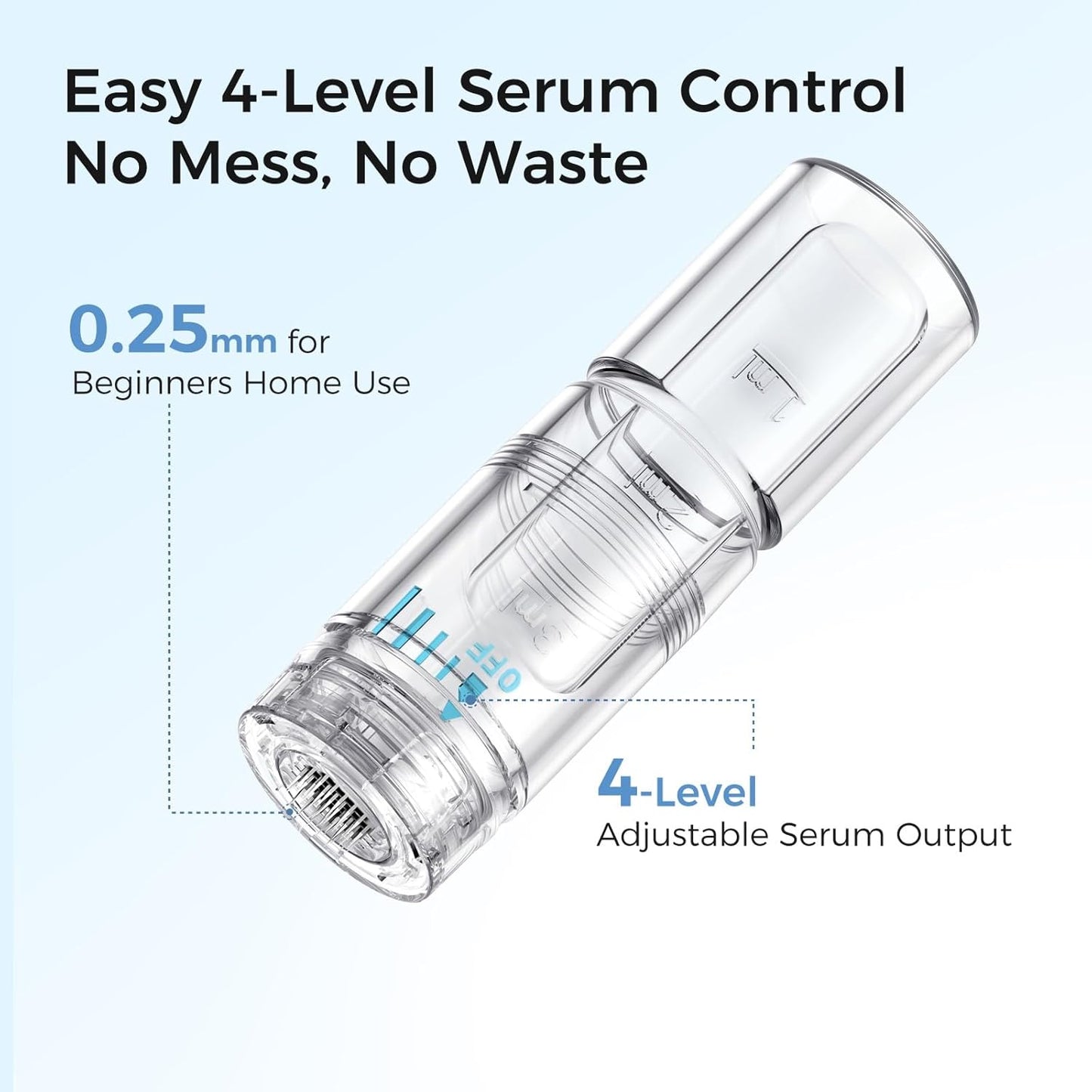 Microneedling System for Face & Neck - 0.25mm Dermabrasion Derma Stamp with Peptides & Hyaluronic Acid | 6 Weeks Supply