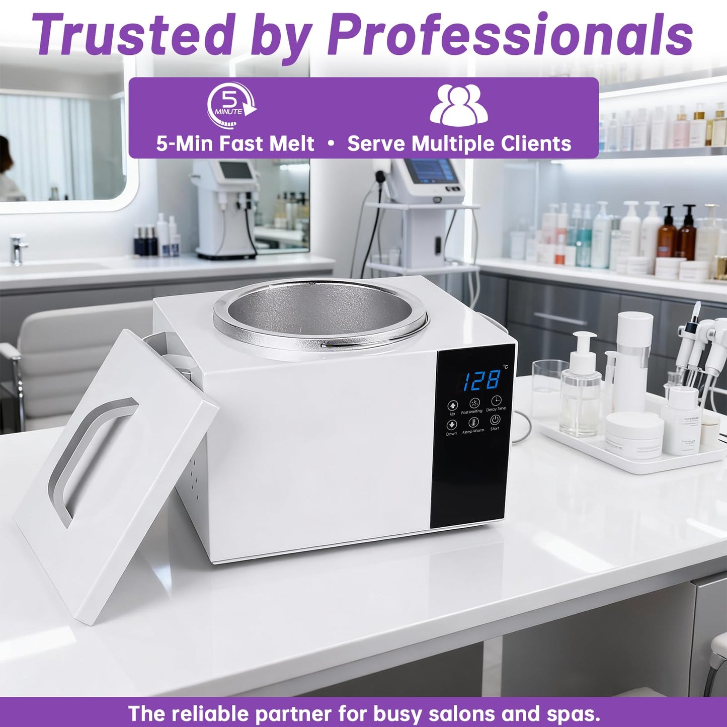1.5L Large Capacity Digital Wax Warmer - Smart Touch Screen Wax Melting Pot with Precise Temp Control (86-275°F), Fast 5-Min Heat, for Professional Hair Removal & SPA, with Silicon Spatula & 50 Sticks