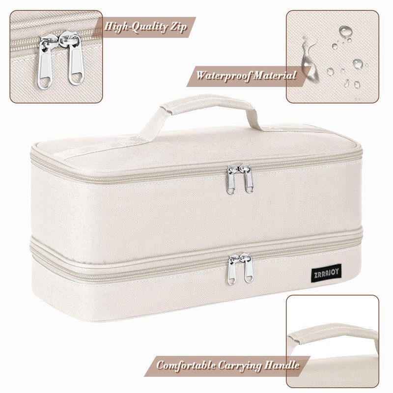 ZRRAJOY Shark Flexstyle AirwrapTravel Carrying Case, Double Layer Travel Case for Dyson Airwrap, Organizer Bag For Shark Flexstyle/Dyson Airwrap Styler Attachments (Beige)