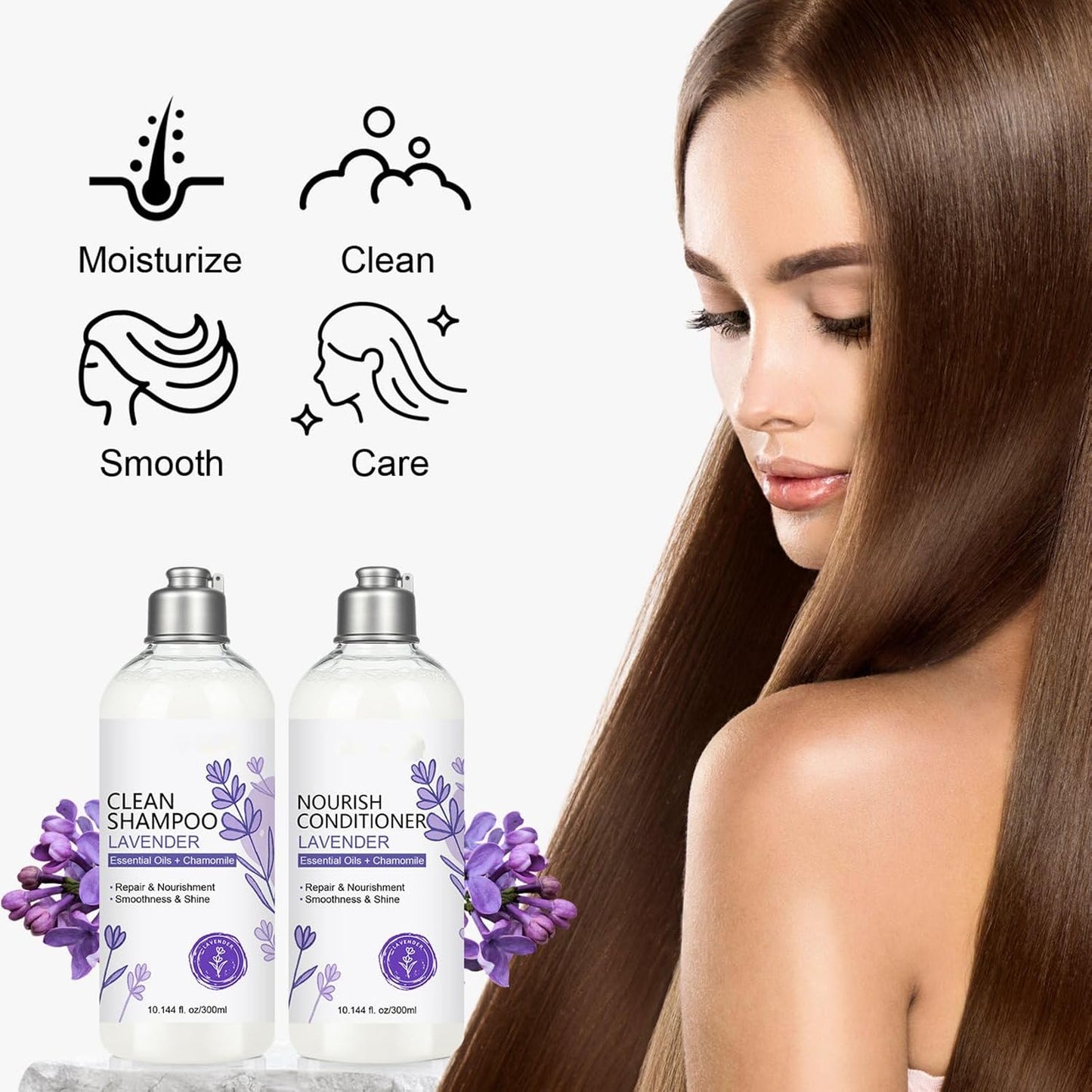 Lavender Shampoo & Conditioner Set - Nourishing Hair Care with Essential Oils | Deep Hydration & Silky Shine for Dry Hair
