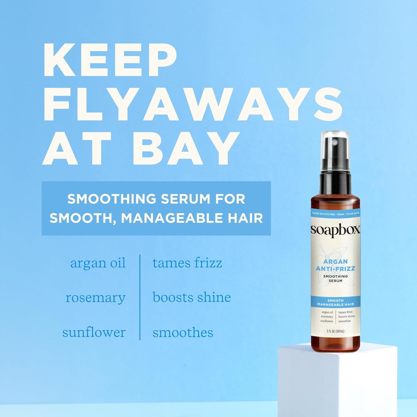 Smoothing Argan Oil Serum - Lightweight Anti-Frizz Hair Serum with Shea Butter | 5oz, Clean Ingredients