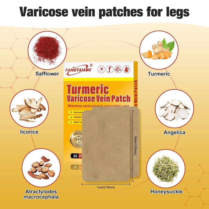 Varicose Veins Patch - 36PCS Turmeric Treatment for Legs | Natural Spider Vein Relief & Enhanced Circulation