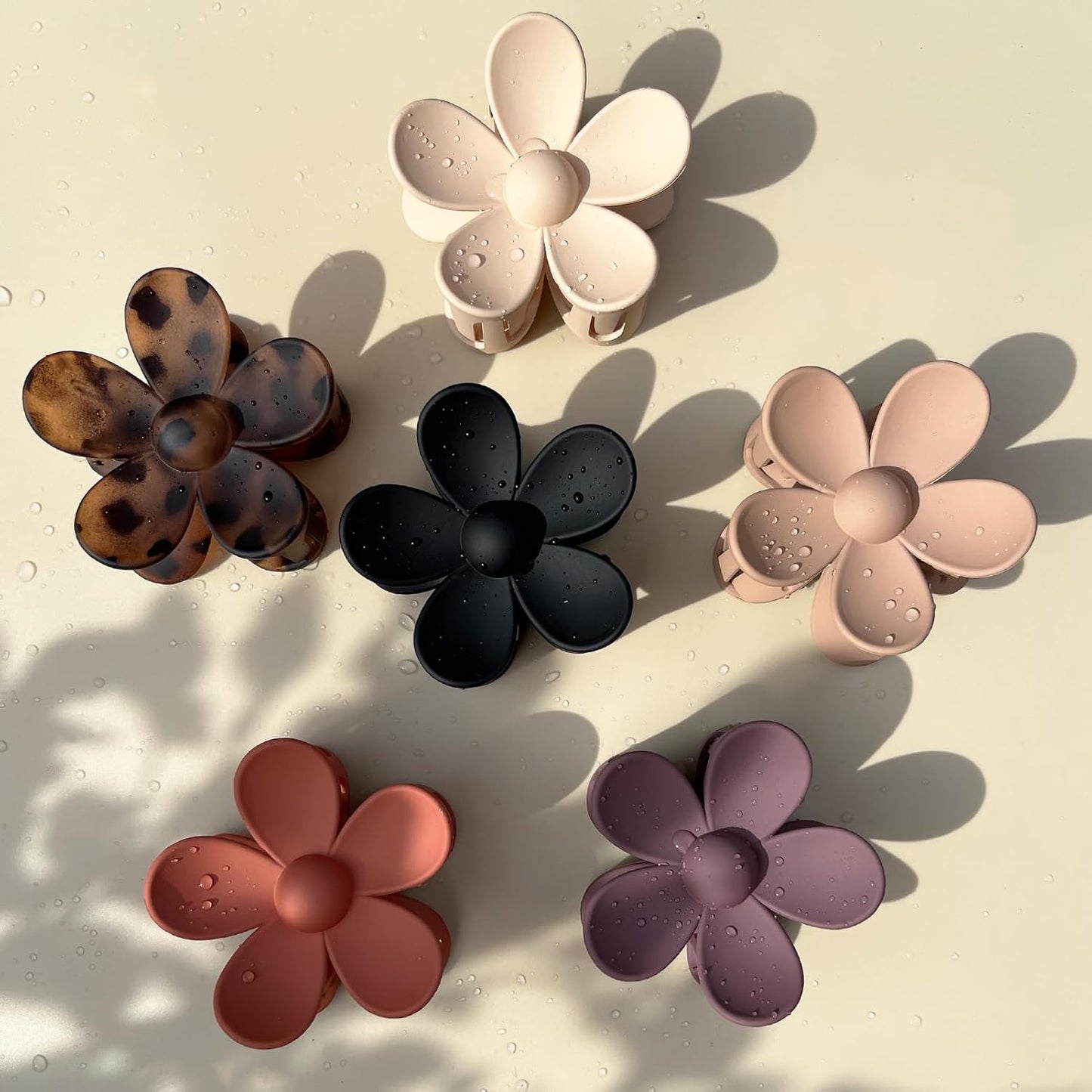 Flower Hair Clips - 6 PCS Daisy Claw Clips for Thick Hair | Matte Finish, Strong Hold, 6 Colors