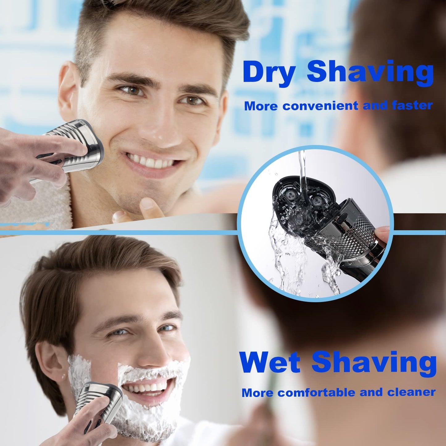 Electric Shaver Razor for Men Face Clean Shave - Rechargeable USB-C, Cordless, Dry/Wet Rotary Shaver with LED Display and Replacement Blade