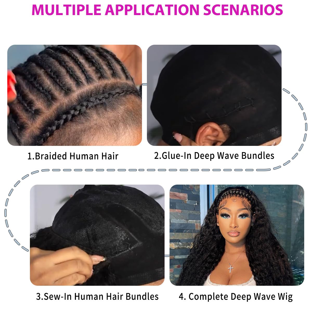 12A Deep Wave Human Hair Bundles 28 Inch Curly Bundles Human Hair 1 Bundles Human Hair 100% Unprocessed Brazilian Virgin Hair Extensions for Women Wet and Wavy Hair Bundle Weave Natural Black