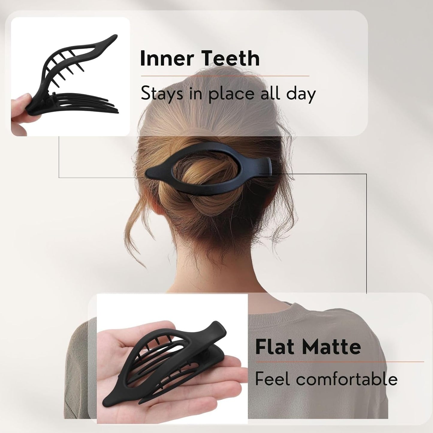 Flat Hair Clips for Women - 8 Pack Matte No Crease Claw Clips | Strong Hold for Thick & Thin Hair