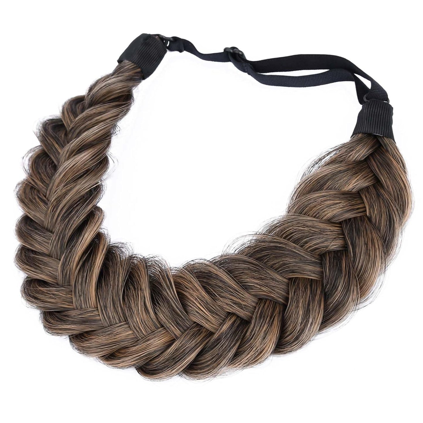 Messy Wide 2-Strand Synthetic Hair Braided Headband - Chocolate Toast | Stylish Hairpiece for Women & Girls