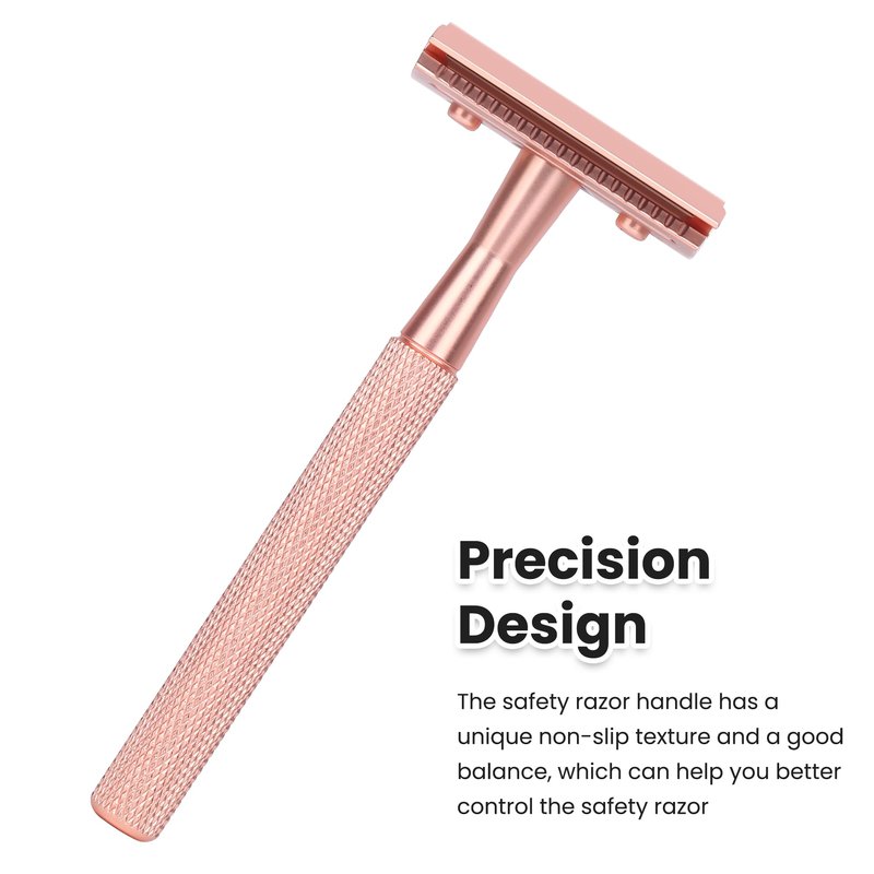 Keropy Single Blade Razor For Women With 10 Premium Stainless Steel Reusable Safety Razor Blade, Woman One Blade Razor, Rose Gold