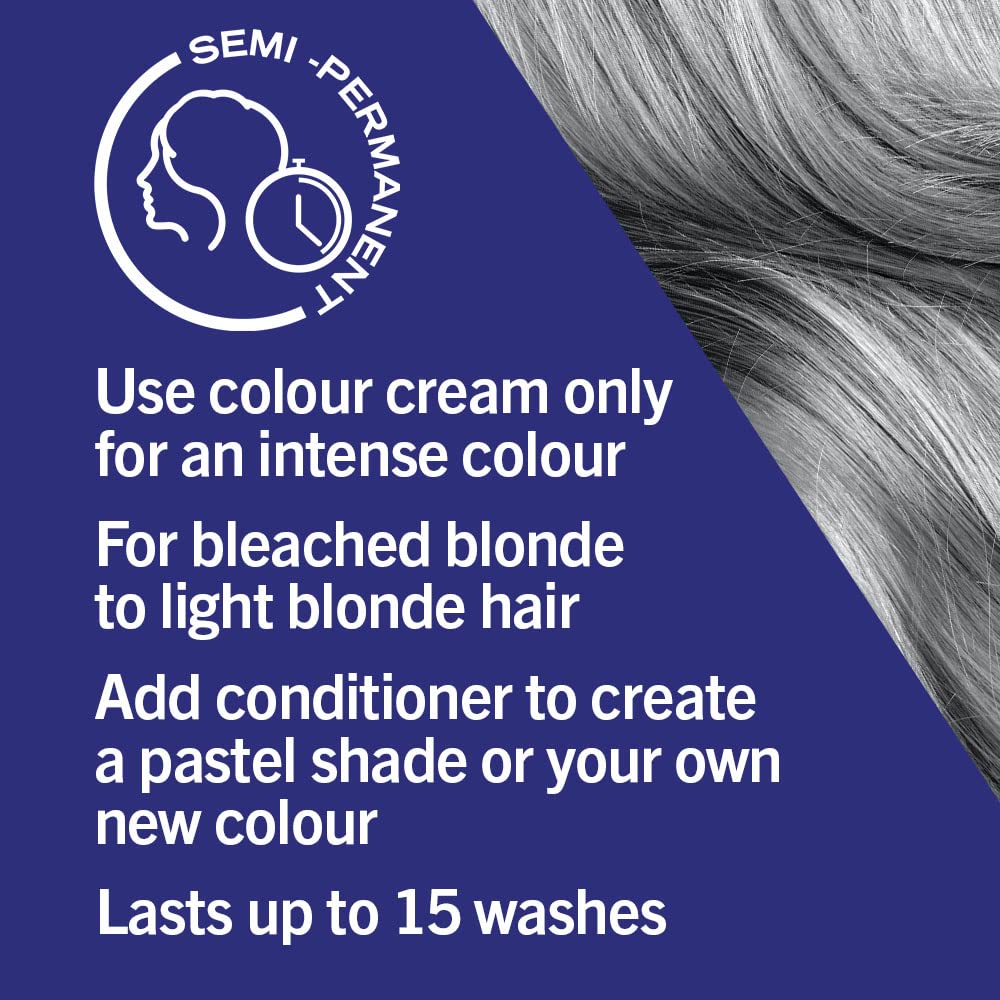 Schwarzkopf LIVE Ultra Brights Steel Silver Semi-Permanent Hair Dye 098, Silver Hair Dye for Bright or Pastel Hair Colour, Vibrant Colour Lasts up to 15 Washes