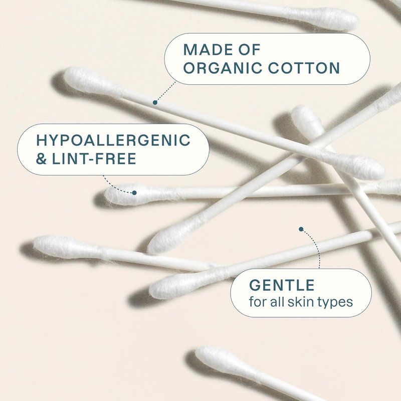 Organic Cotton Swabs - 400 Count Hypoallergenic & Chlorine-Free | Soft, Gentle & Absorbent