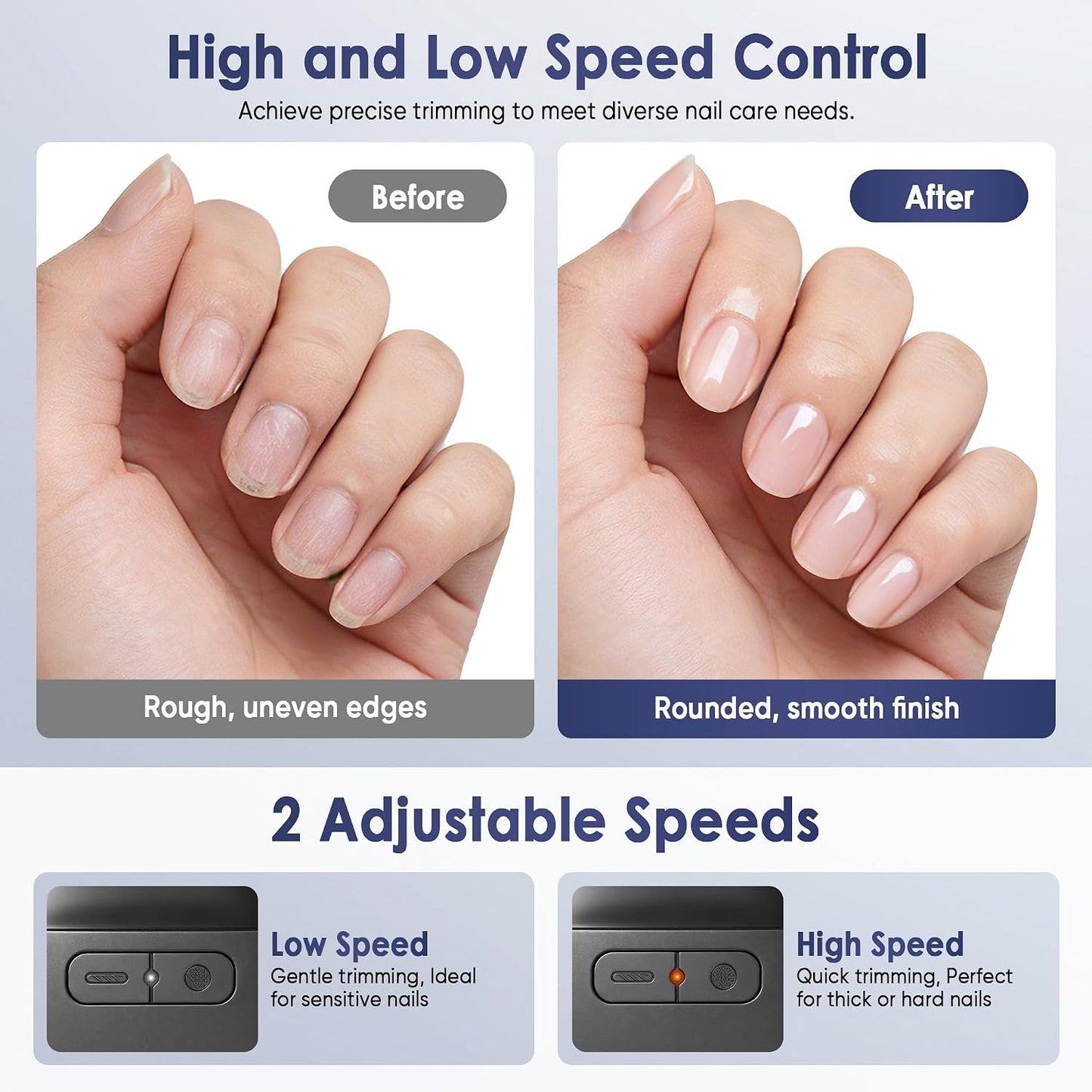 Electric Nail Clipper - Rechargeable Automatic Trimmer with Light & Storage | Ideal for Seniors & Adults (Black)