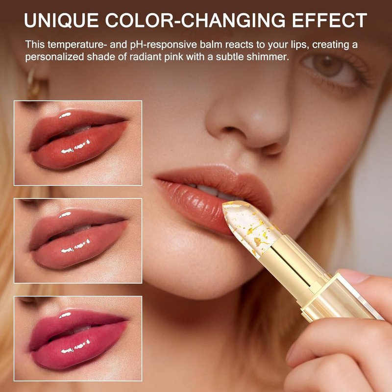 Color Changing Lipstick for Women - Long-Lasting, Transfer-Proof & Moisturizing | Clear Gold Foil Finish
