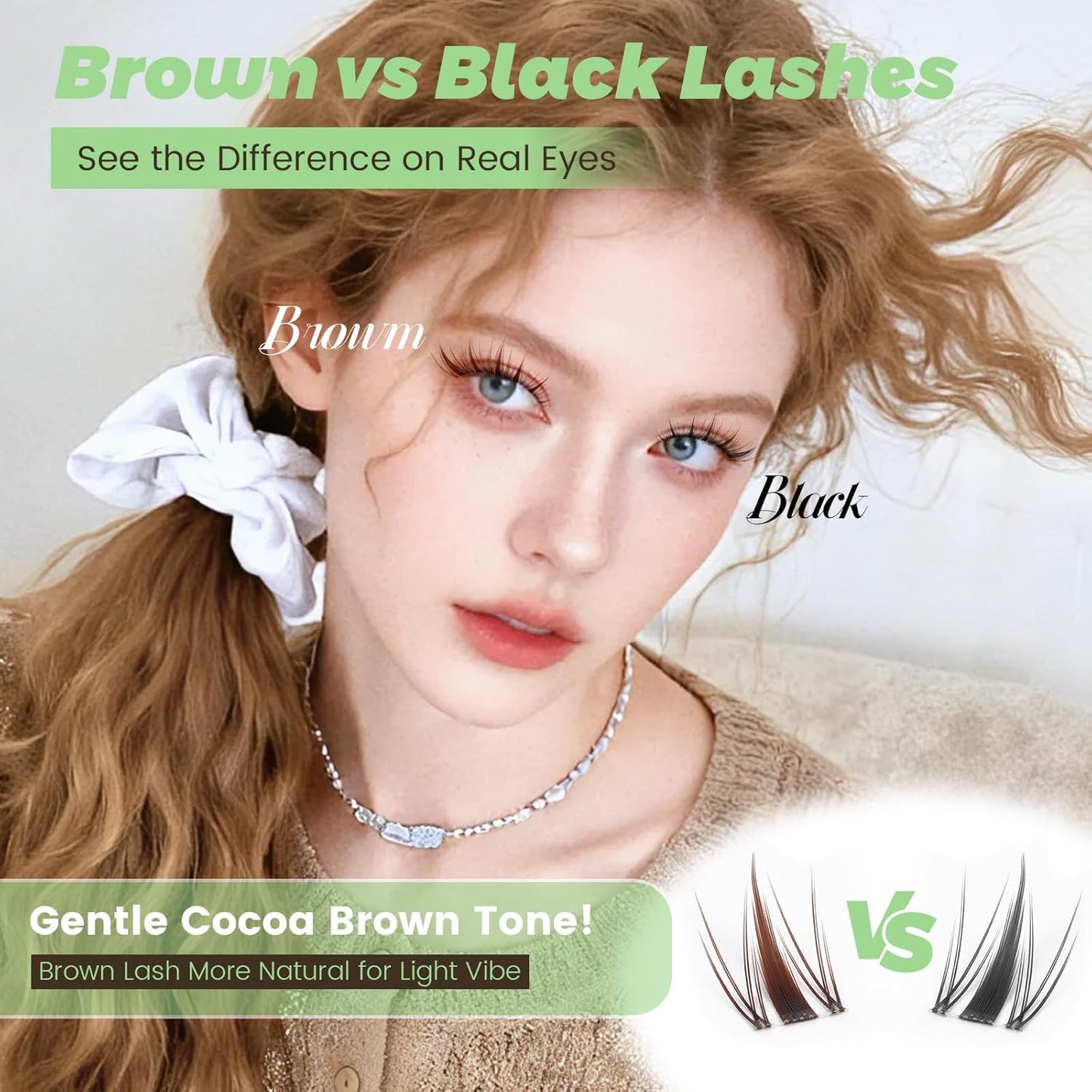 Fairy Spiky Brown Lash Clusters - Wispy C Curl Individual Lashes 8-16mm | Manga Style for DIY Anime Look