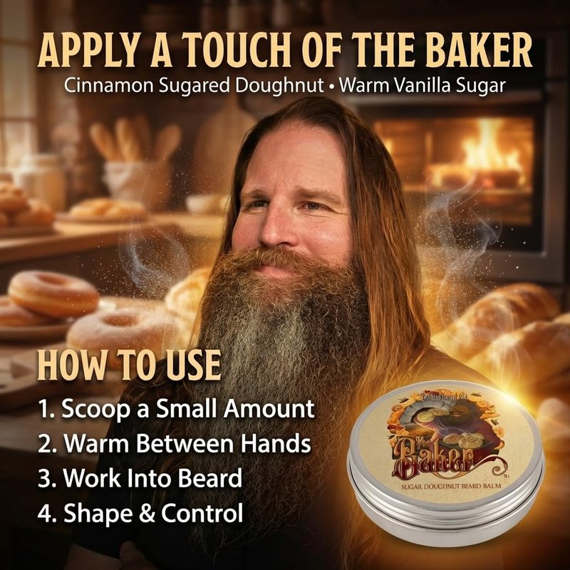 Fable Beard Co. Beard Balm - The Baker, Fresh Doughnuts, Warm Vanilla Sugar, Hint of Cinnamon Spice, Natural Beard Balm for Men with Jojoba & Argan Oils, Beard Conditioner, Made in USA (2 Fl Oz)