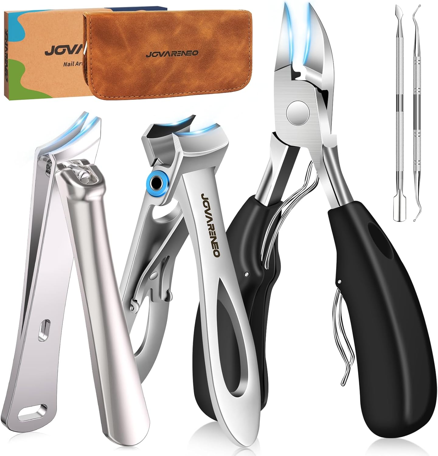 Heavy Duty Nail Clippers for Seniors - Long Handle Ingrown Toenail & Fingernail Clippers | 5-Piece Set for Thick Nails
