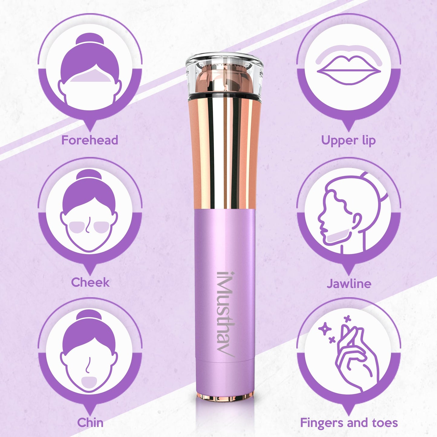 Facial Hair Removal for Women, Painless & Flawless Electric Face Hair Remover, Face Shaver Razor & Trimmer for Upper Lip, Chin & Peach Fuzz, 18K Gold-Plated / 360° LED Light/Floating Head Blade