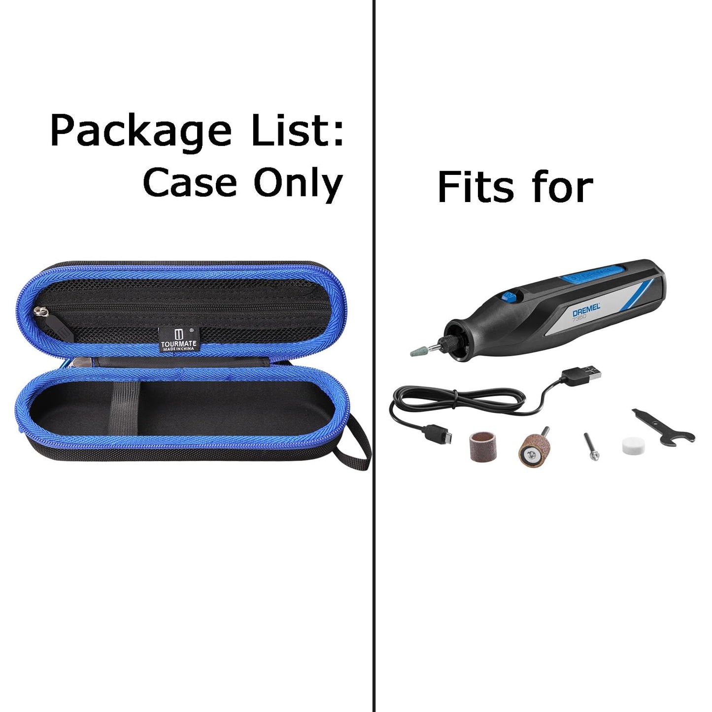 Tourmate Hard Storage Case for 7350-5/Dremel 7350 Cordless Rotary Tool - Travel Case for Tarlido/GOXAWEE/Saker/Cordless Rotary Tool Kit(Only Box)（Black & Blue）