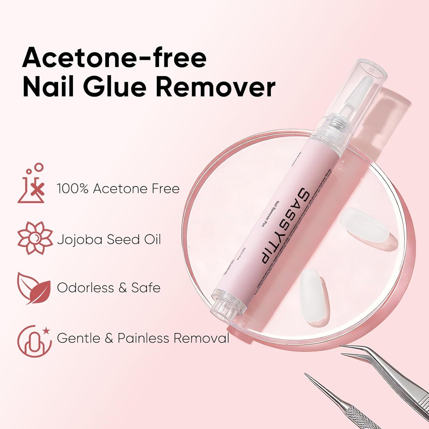 Nail Glue Remover Pen - Acetone-Free Gentle Formula for Press-On Nails | 0.11 fl. oz. (2 PCS)