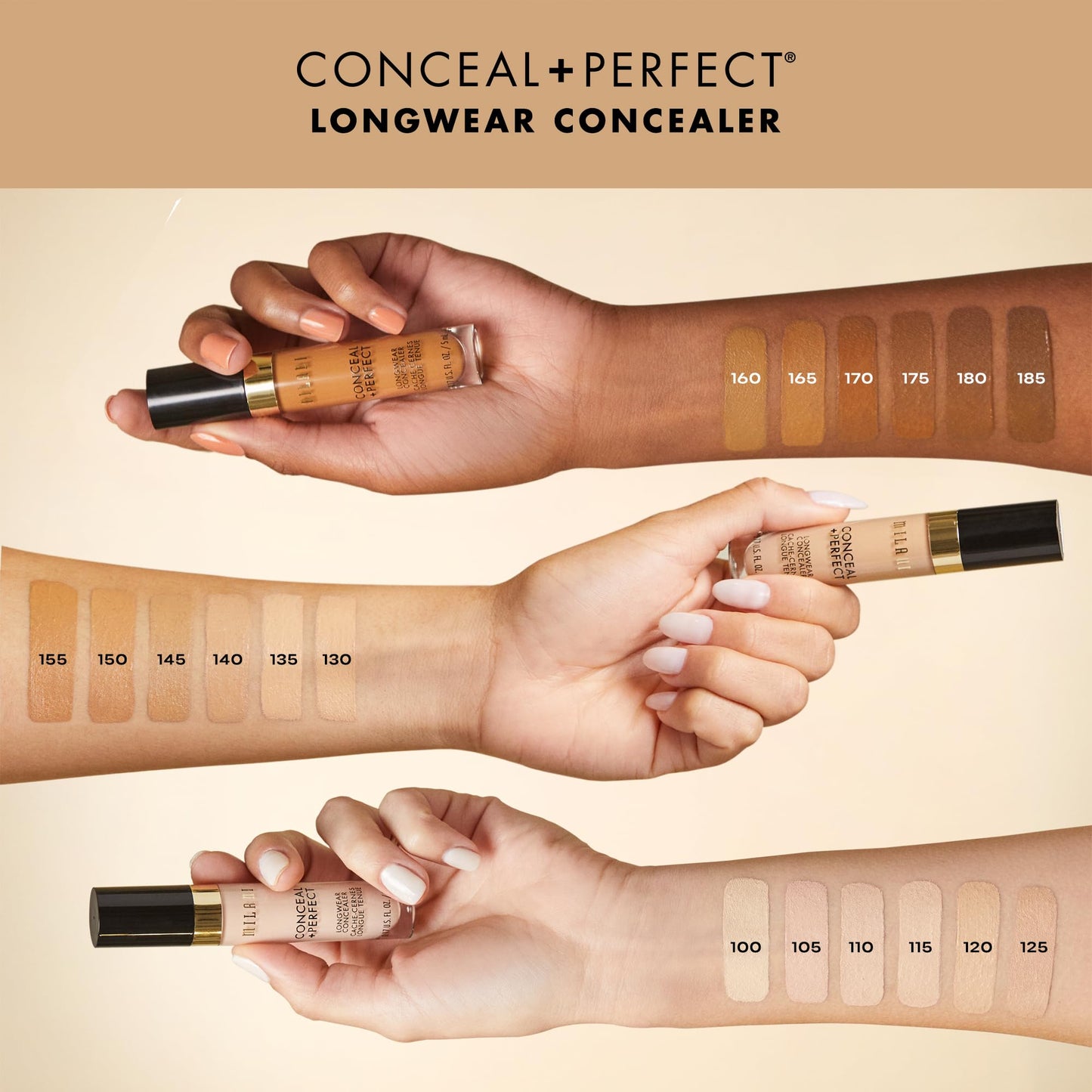 Milani Conceal + Perfect Longwear Concealer - Light Beige(0.17 Fl. Oz.)