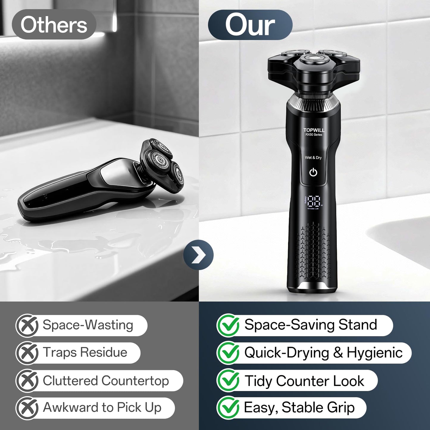 Electric Shaver for Men, New 3-in-1 Rechargeable Razor and Trimmer for Face, Beard, Nose, Close Clean Shave, Waterproof Wet/Dry Use, USB-C Charging, Men's Gift