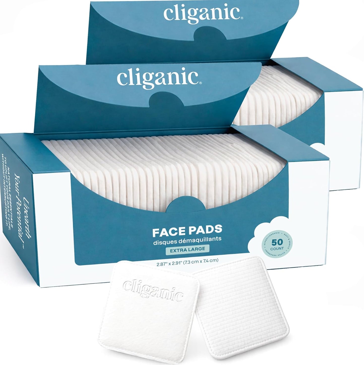 Extra Large Face Pads - Soft, Ultra Absorbent & Hypoallergenic | 100 Count for Makeup & Daily Buildup Removal