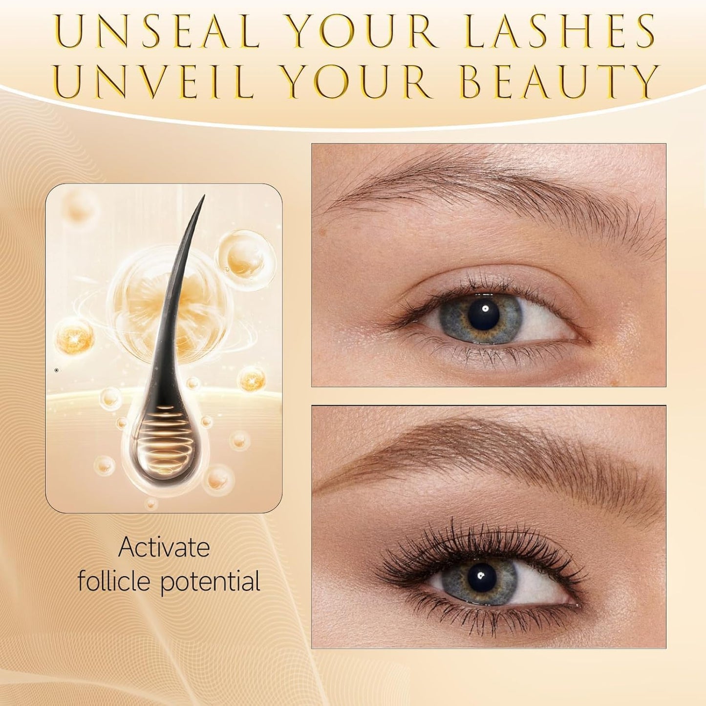 Eyelash Growth Serum - 15 Plant Extracts for Longer, Denser Lashes | Hypoallergenic & Oil-Free Formula