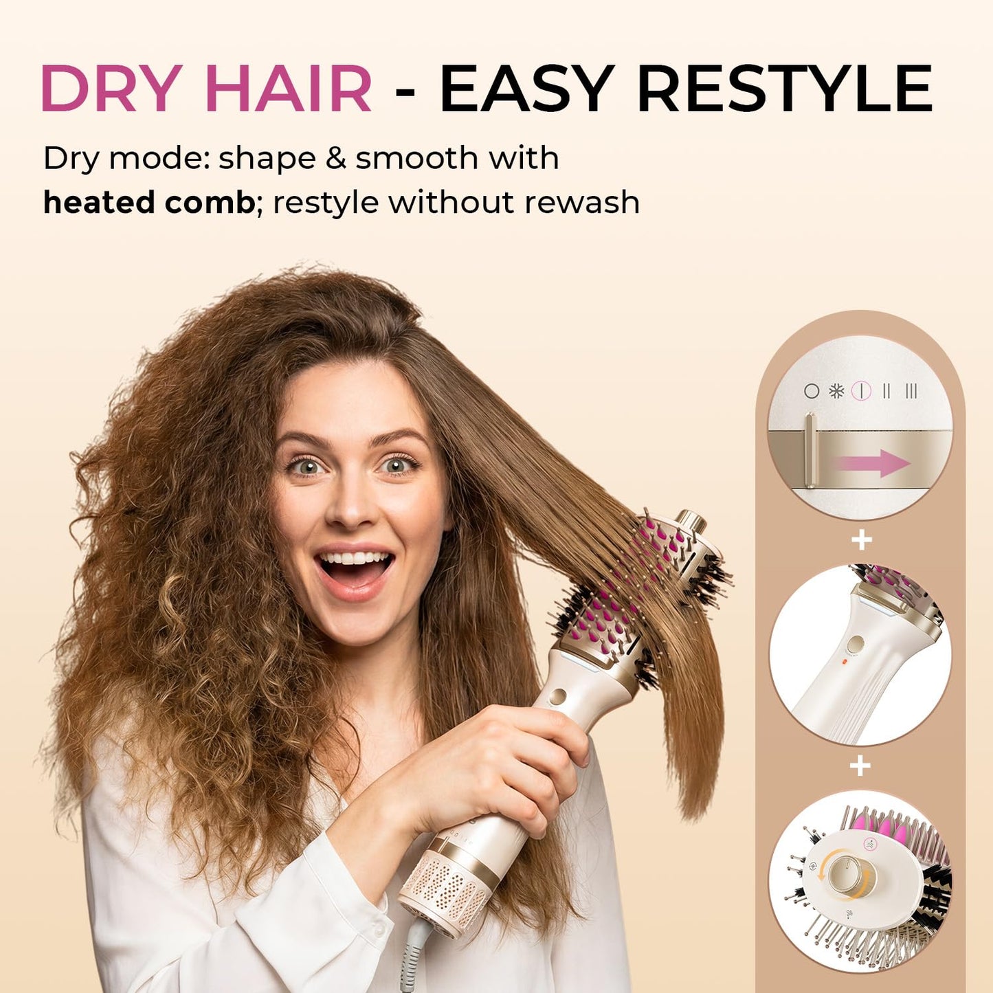 GOMYTH 5-in-1 Blow Dryer Brush with Heated Comb