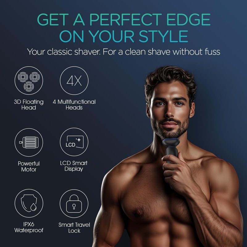 VOYOR Electric Razor for Men Cordless Shavers for Shaving with face sideburn Nose Ear Hair Rechargeable Wet Dry Waterproof TX410 New (New Version)