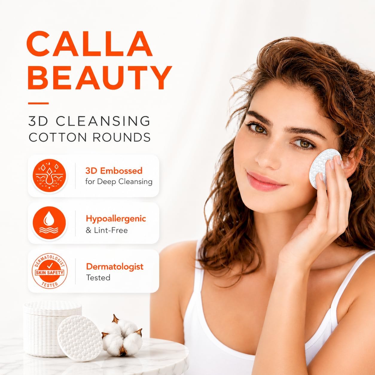 3D Cotton Rounds - Premium Embossed Makeup Remover Pads, Tear-Resistant & Absorbent | 400 Count