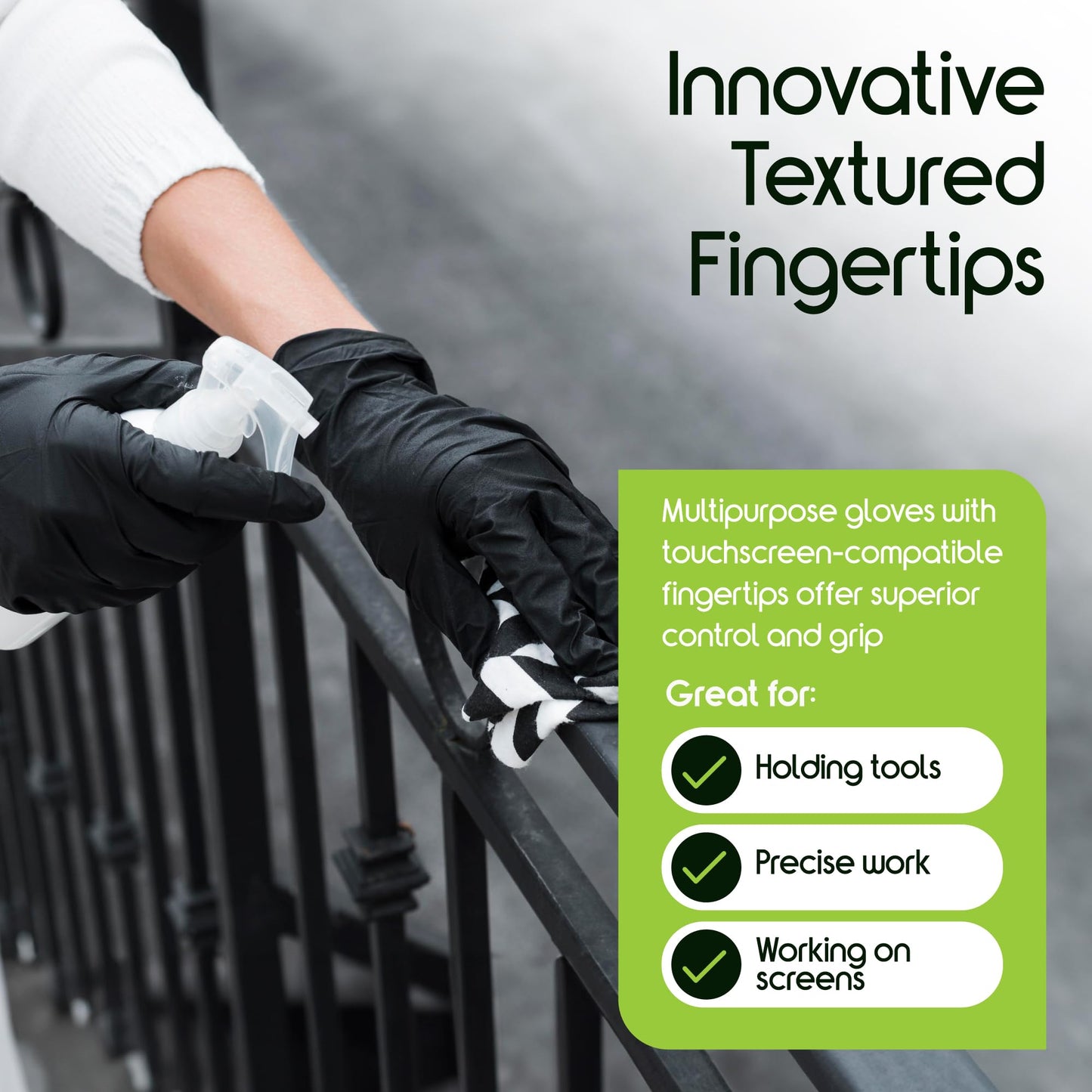Inspire Black Nitrile Disposable Gloves | 4.5 Nitrile Disposable Safety Medical Cooking Cleaning Gloves (Black - Box Of 100, Medium)