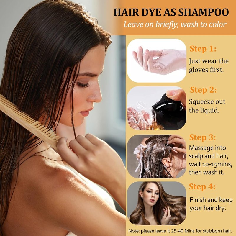 Natural Black Tea Hair Dye Shampoo - 3 in 1 Formula for 100% Gray Coverage | 16.9 Fl Oz