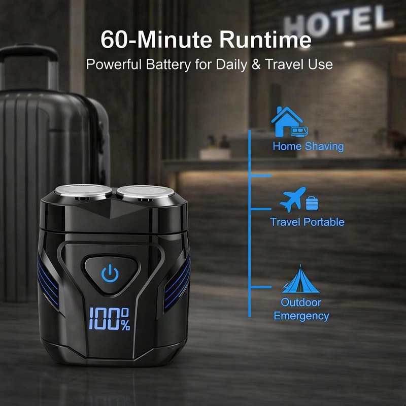 Mini Electric Dual-Head Shaver for Men – Rechargeable Portable Razor for Face, Compact & IPX7 Waterproof for Travel, Gift for Husband Boyfriend