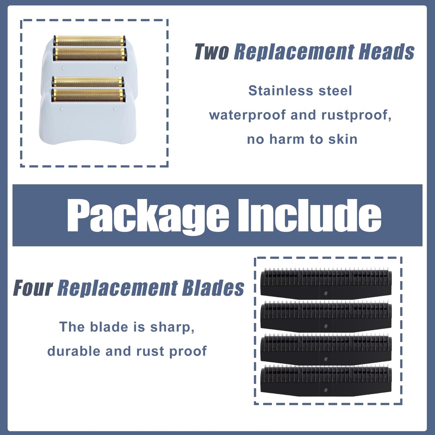 2 Pack Pro Replacement Foil and Cutters Compatible with Andis 17150(TS-1)/17155/17200 for ProFoil & Lithium Shaver, Golden