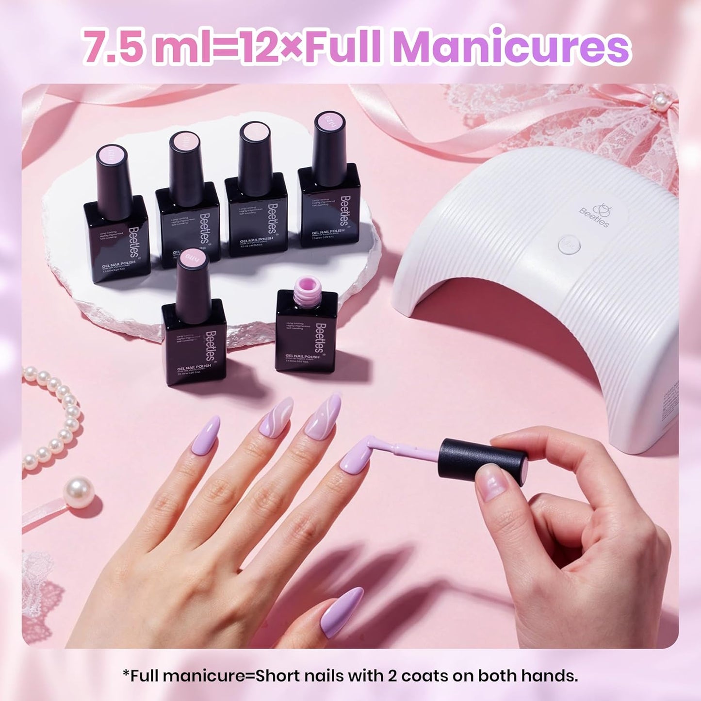 Beetles Pink Gel Polish Set | Ballet Princess Collection - 6 Colors Soak Off UV LED Nail Art Kit for DIY Manicure