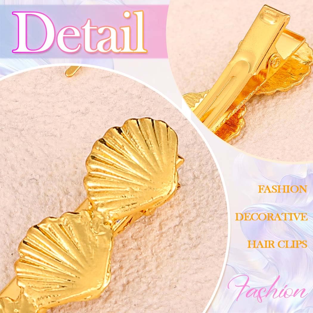BARTOSI Shell Hair Clips Gold Starfish Hair Pins Decorative Hair Combs Hair Accessories for Women and Girls (Pack of 5)