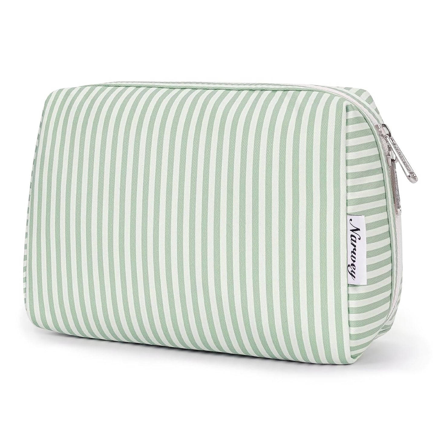 Checkered Makeup Bag - Travel Cosmetic Organizer with Compartments | Large Sky Blue Checkerboard