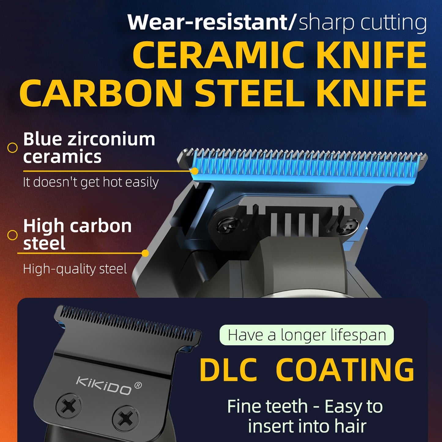 KIKIDO Professional Hair Clippers for Men, Professional Barber Clippers and Trimmer Set, Cordless Hair Clippers for Hair Cutting with Package Case, with Interchangeable Battery.