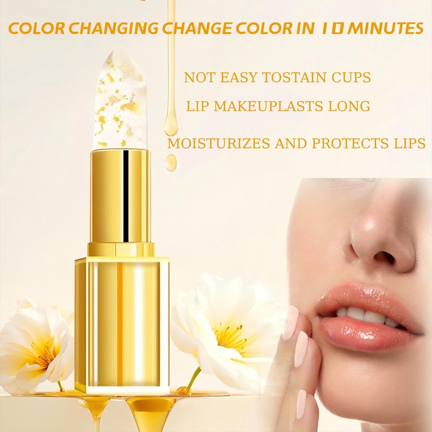 Color Changing Lipstick, Gold Crystal pH Color-Changing Lipstick–24HR Transferproof & Moisturizing Lip Gloss, Long-Lasting Glossy Finish Birthday & Mother’s Day Gifts for Women (2 Count (Pack of 2))