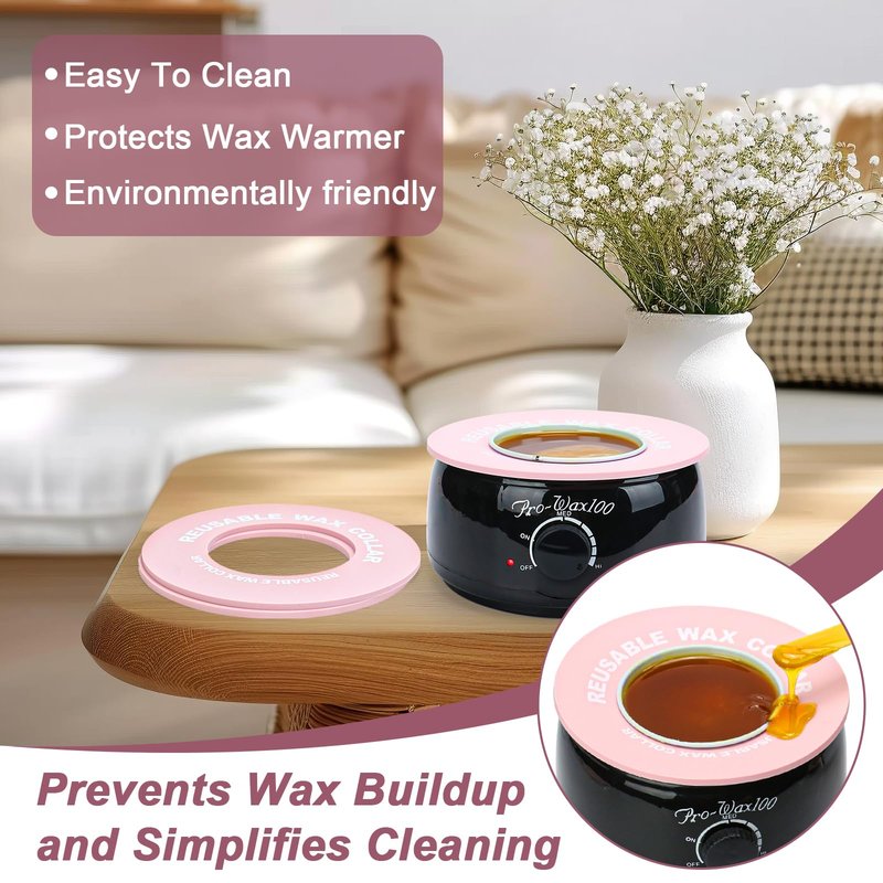 2 PCS Reusable Silicone Wax Collars Fits Most 14 Oz Wax Pot Liner Collar Clean Collars for Wax Warmer Waxing Protection Collars for Esthetician Hair Removal Women Wax Supplies(Pink)