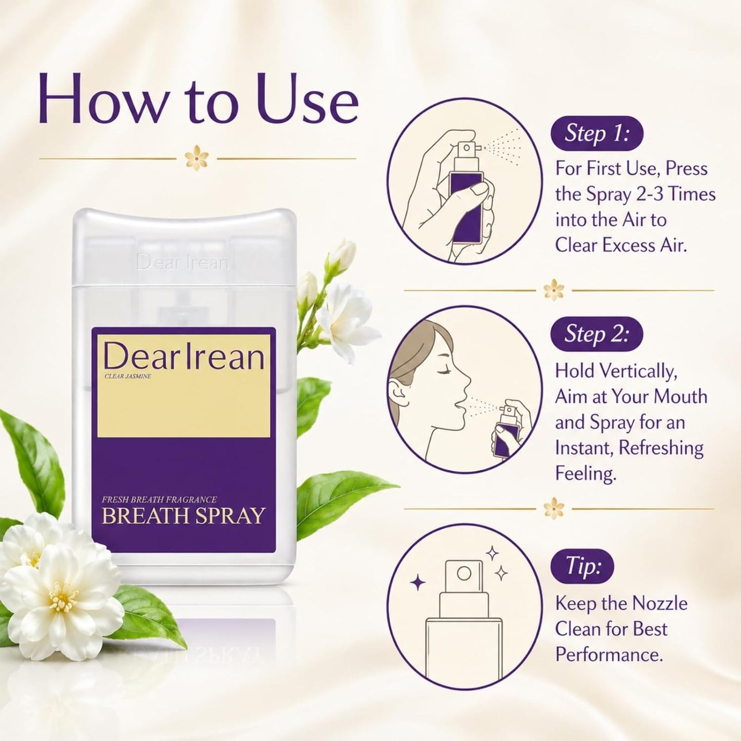 Dear Irean Mouth Spray - Instant Breath Freshener with Xylitol & Probiotics | Alcohol-Free, Travel Size 0.57 Oz