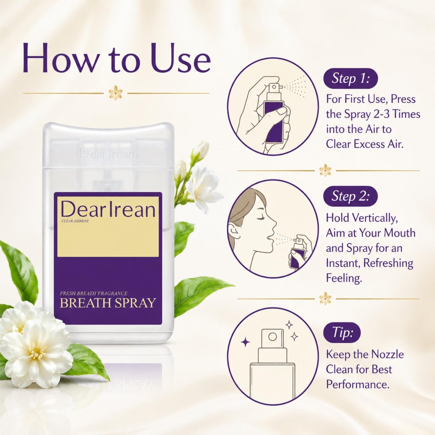 Dear Irean Mouth Spray for Fresh Breath & Bad Breath, Instant Breath Freshener with Xylitol & Oral Probiotics, Alcohol-Free, Sugar-Free Breath Spray, Travel Size Oral Care Spray, 0.57 Oz
