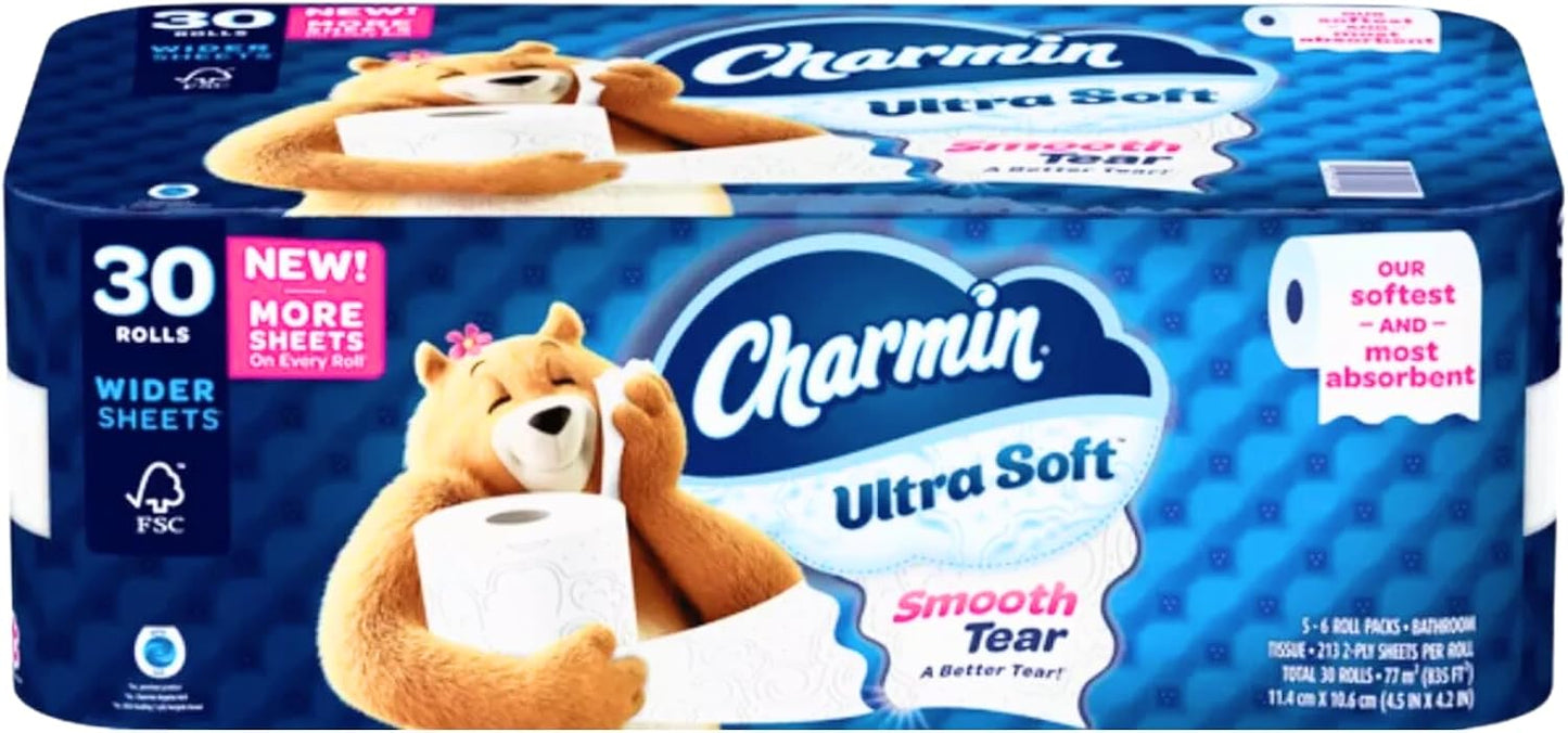 Charmin Ultra Soft Toilet Paper - 6 Mega Rolls | Equivalent to 24 Regular Rolls